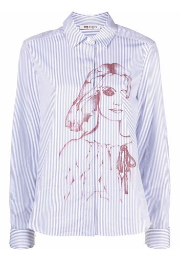 Ports 1961 graphic-print striped cotton shirt - Bianco