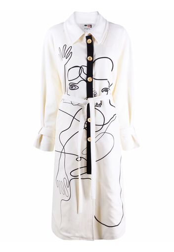 Ports 1961 face-print single-brested coat - Bianco