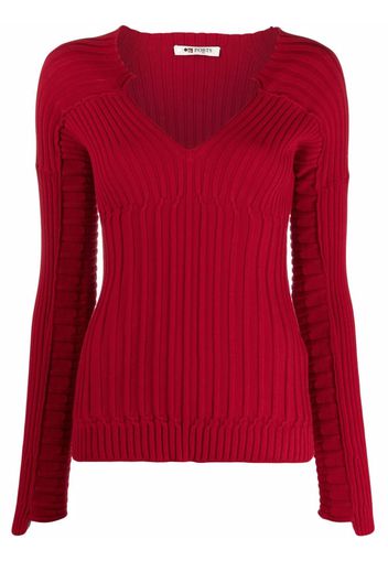 Ports 1961 ribbed V-neck cotton jumper - Rosso