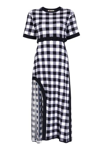 Ports 1961 gingham-pattern cotton midi dress - Blu