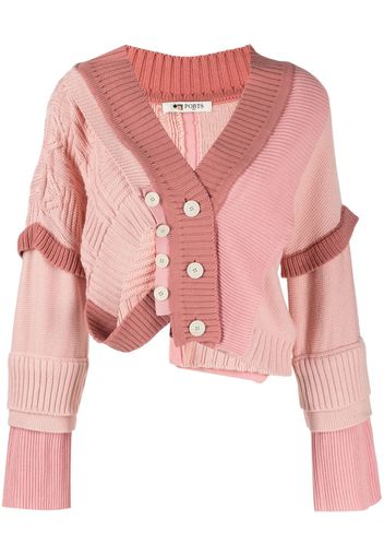 Ports 1961 asymmetric layered cotton cardigan - Rosa