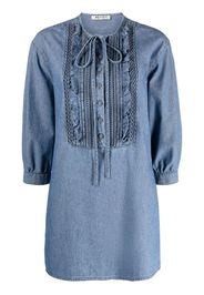 Ports 1961 ruffled washed denim dress - Blu