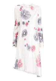 Ports 1961 Jellyfish-print asymmetric midi dress - Bianco