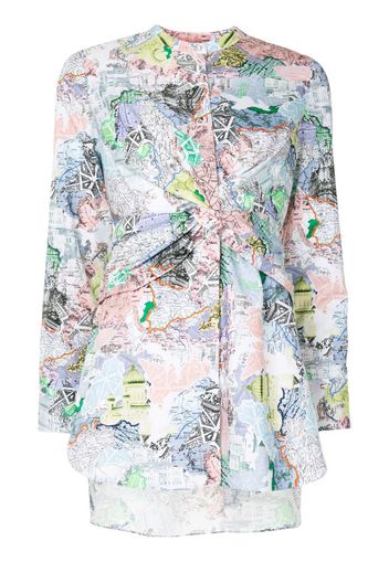 map print asymmetric shirt