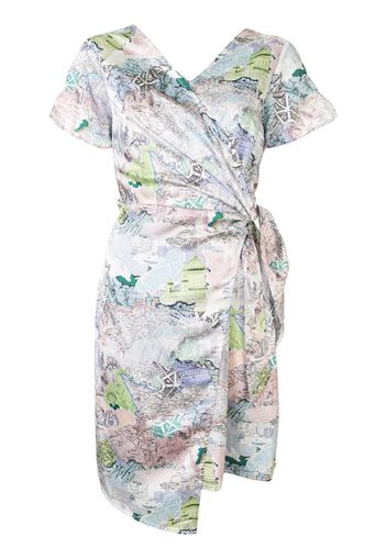 Vestito a portafoglio con stampa Moon Map