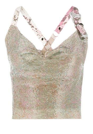 POSTER GIRL crystal-embellished crossover-strap top - Blu