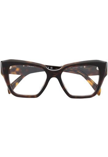 Prada Eyewear logo-plaque glasses - Marrone