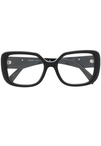 Prada Eyewear triangle logo-plaque square-frame glasses - Nero