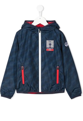 Prada Linea Rossa wave-print hooded jacket - Blu