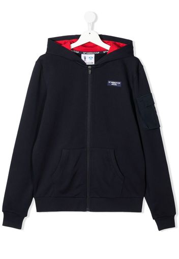 Prada Linea Rossa TEEN logo zipped hoodie - Blu