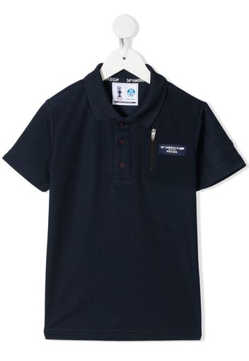 Prada Linea Rossa logo-patch polo shirt - Blu