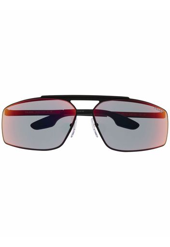 Prada Linea Rossa Occhiali da sole modello aviator con stampa - Nero