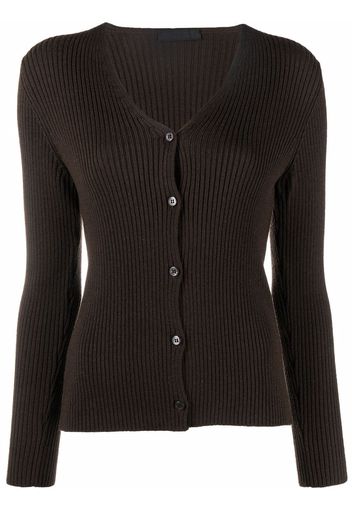 Prada Pre-Owned 1990s V-neck ribbed cardigan - Marrone