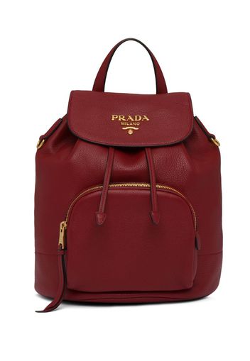 pebbled leather logo backpack