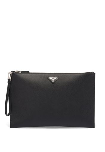 logo plaque saffiano pouch