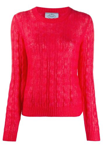 cable-knit round neck jumper