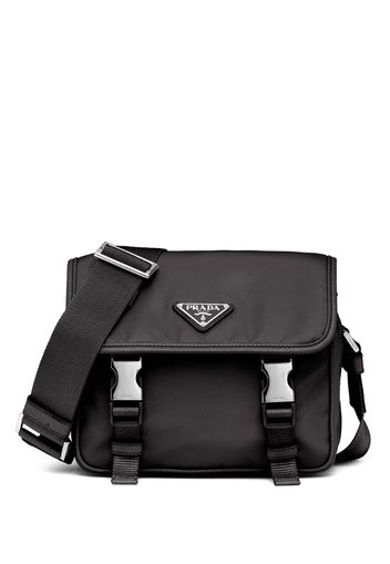 nylon logo plaque shoulder bag