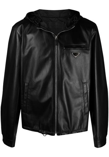 Prada logo-plaque zipped jacket - Nero