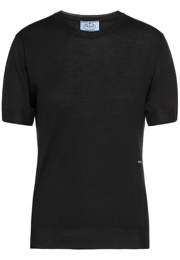 Prada embroidered logo short-sleeve jumper - Nero