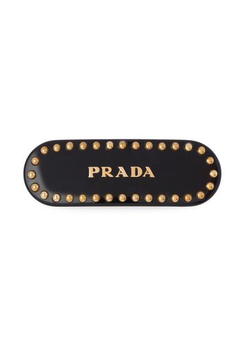 Prada logo-print studded hair clip - Nero