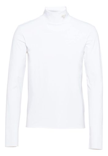 Prada T-shirt a collo alto con logo - Bianco