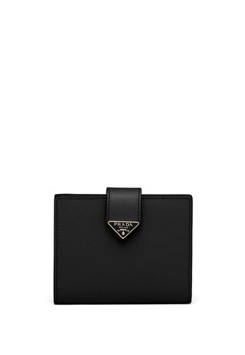 Prada small logo-plaque Saffiano leather wallet - Nero