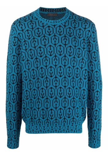 Prada geometric intarsia-knit jumper - Blu