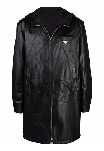 Prada zip-fastening leather coat - Nero