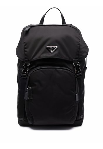 Prada triangle plaque backpack - Nero