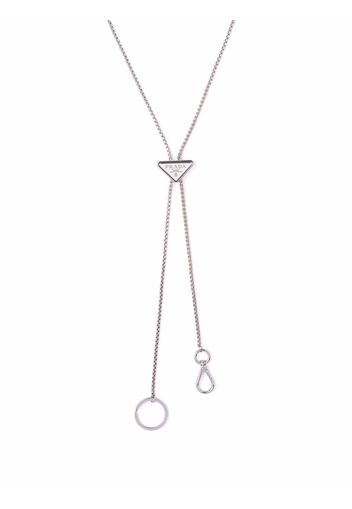 Prada triangle logo necklace keychain - Argento