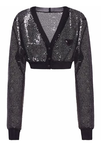 Prada Cardigan crop con paillettes - Nero