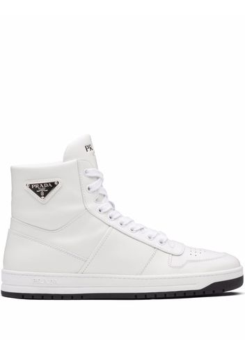 Prada Perforated triangle-logo high-top sneakers - Bianco