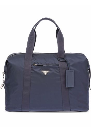 Prada Re-Nylon triangle logo holdall bag - Blu