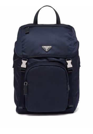 Prada Re-Nylon triangle logo backpack - Blu