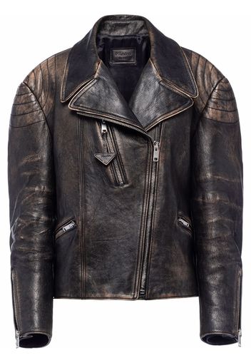 Prada Giacca biker con effetto schiarito - Nero