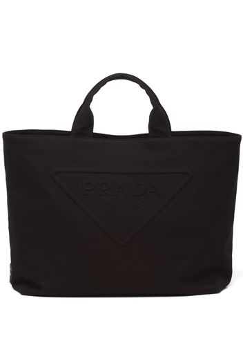 Prada Borsa tote con logo goffrato - Nero