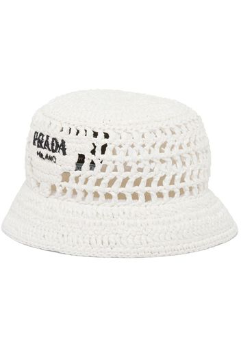 Prada Cappello bucket con logo - Bianco