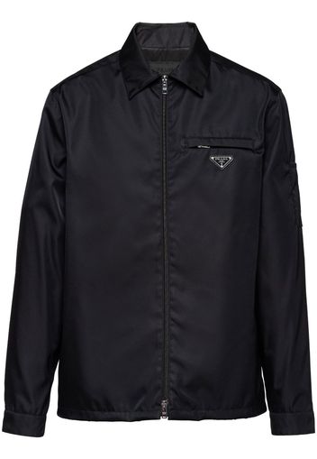 Prada Giacca-camicia in Re-Nylon con logo triangolare - Nero