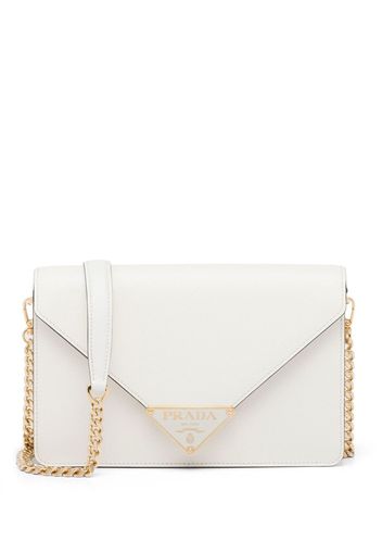 Prada Borsa a tracolla con placca logo Triangle - Bianco