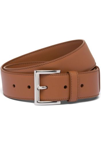 PRADA logo plaque square-buckle belt - Marrone