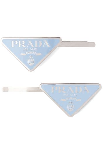 Prada Fermaglio con logo a triangolo - Blu