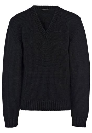 Prada Maglione Shetland con scollo a V - Nero