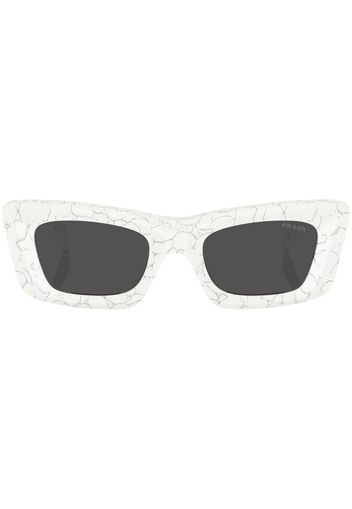 Prada marble-print rectangular-frame sunglasses - Bianco