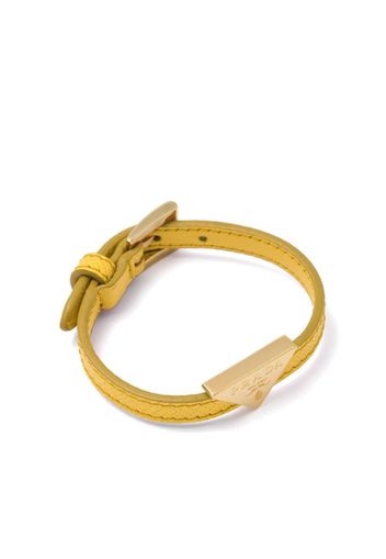 Prada triangle-logo leather bracelet - Giallo