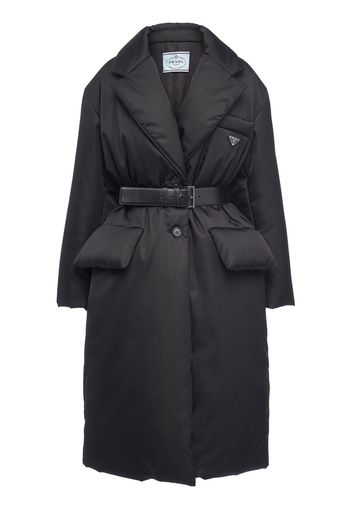 Prada Cappotto Re-Nylon con cintura - Nero