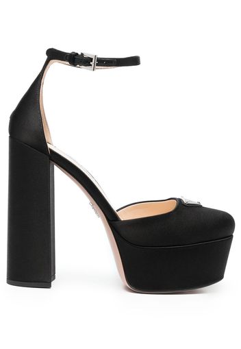 Prada triangle logo-plaque platform pumps - Nero