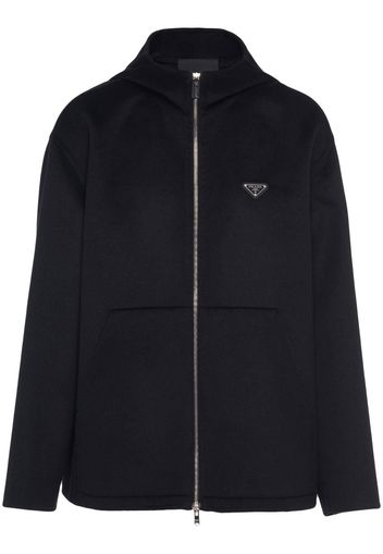 Prada triangle-logo zip-up hoodie - Nero
