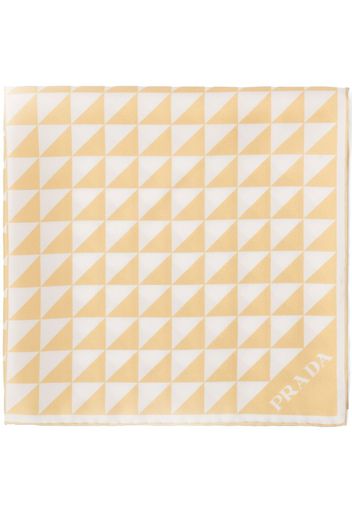 Prada geometric-print twill scarf - Bianco