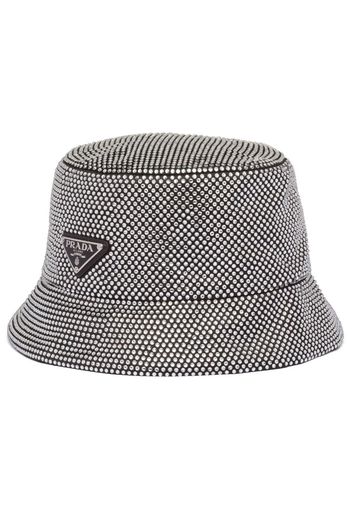 Prada crystal-embellished satin bucket hat - Nero