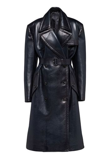 Prada Trench doppiopetto in pelle - Blu